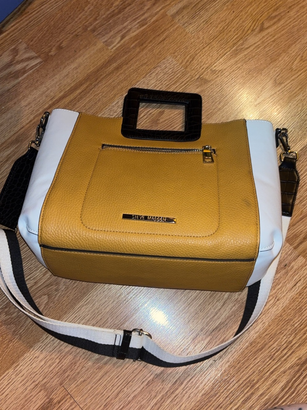 Steve Madden Yellow & White Shoulder Bag with Black Accents